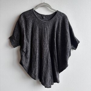 COS Wool Grey Sweater - Circle Cut Poncho Swing Shirt Short Sleeve